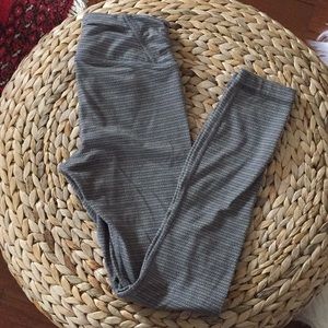 Grey Leggings with White Stitching